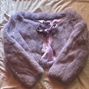 Bebe Lilac rabbit Fur shrug